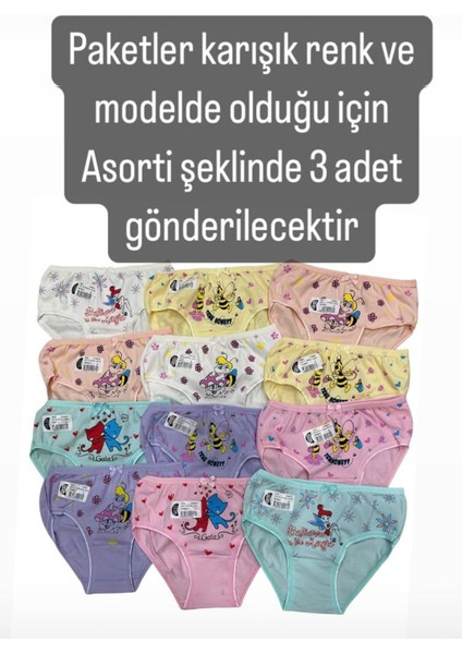 Gmş Fiyonklu Karışık Renk ve Model 3lü Kız Slip Set 3091