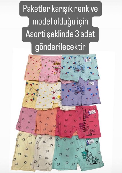 Sdf Karışık Renk ve Model 3lü Kız Boxer Set 1045