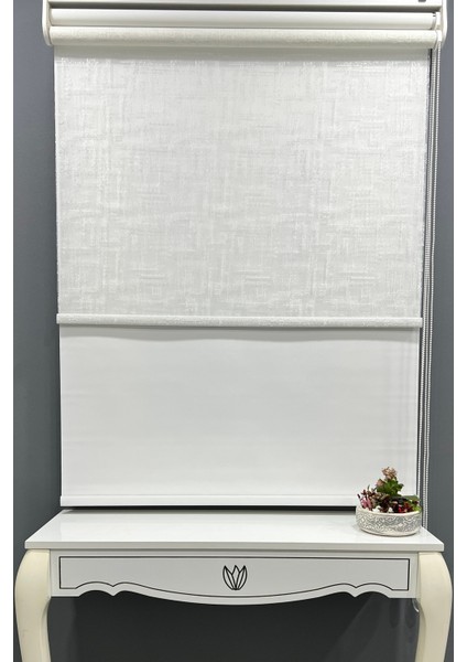 Stor Perde Çift Mekanizmalı Örme Tül Stor & Mat Beyaz Stor Perde % 80 Işıgı Kesme Özelliği modelleri