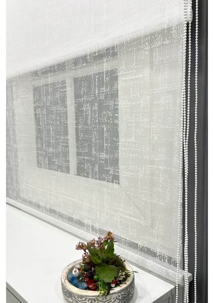 Stor Perde Çift Mekanizmalı Örme Tül Stor & Mat Beyaz Stor Perde % 80 Işıgı Kesme Özelliği fırsatları