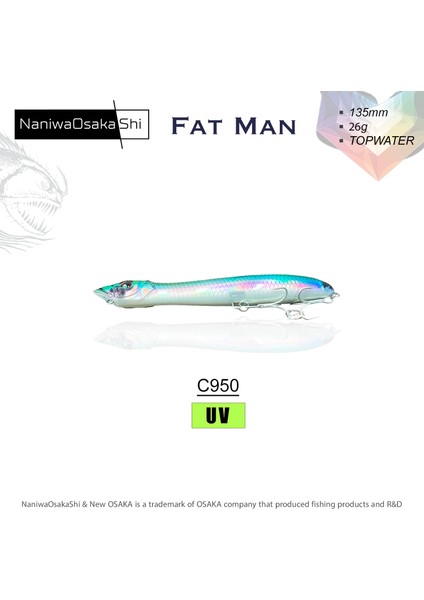 Naniwa Osaka Shi Fat Man 135MM 26GR Topwater Su Üstü Maket