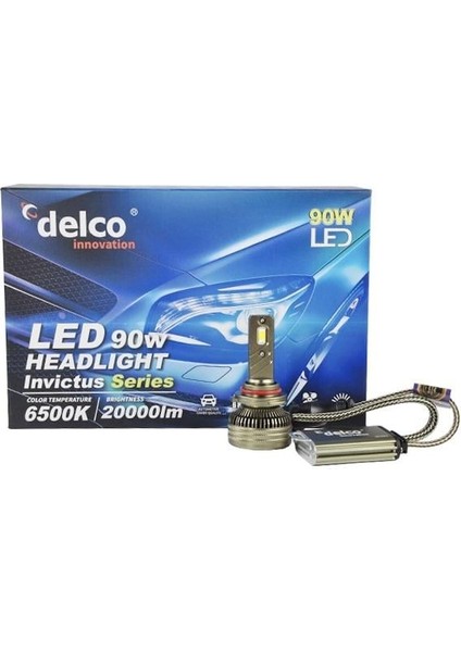 Delco 9V-36V Hb4 9006 Csp LED Xenon Far Ampul Seti 6500K 20000 Lümen 90W