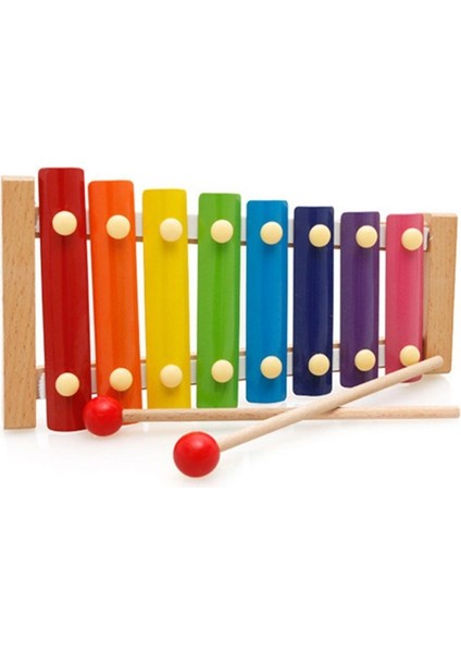 Orff Müzik Aleti Ahşap 8 Notalı Küçük Ahşap El Vuruşlu Piyano Bebek Oyuncağı (Yurt Dışından)