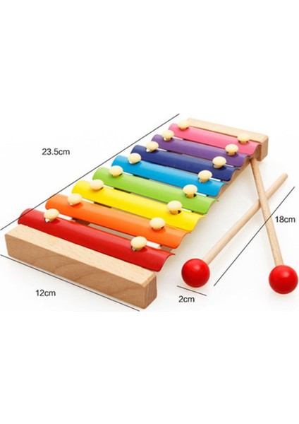 Orff Müzik Aleti Ahşap 8 Notalı Küçük Ahşap El Vuruşlu Piyano Bebek Oyuncağı (Yurt Dışından)