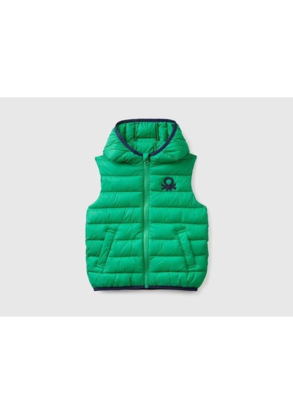 Erkek Çocuk Yeşil Logolu Puffer Yelek J006