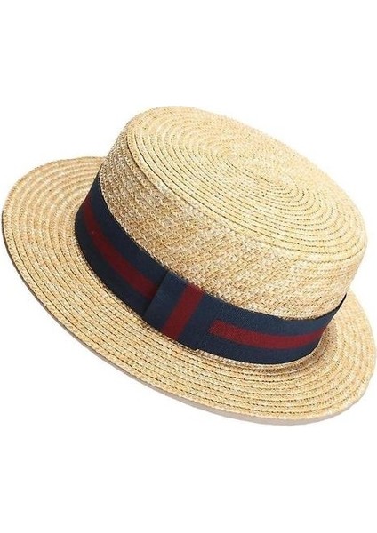 Doğal Buğday Saman Tekne Yünlü Şapka Top Flat Hat 56-58 Cm (Yurt Dışından)