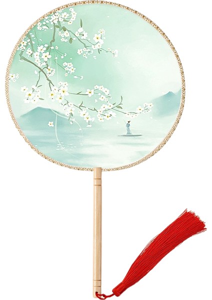 Antik Tarz Yarı Geçirgen Yuvarlak Fan, Çocuk Fanı, Kızın Cheongsam Dans Fanı, Yaz Çin Tarzı Antik Kostüm Sarayı Yuvarlak Fan (Yurt Dışından)