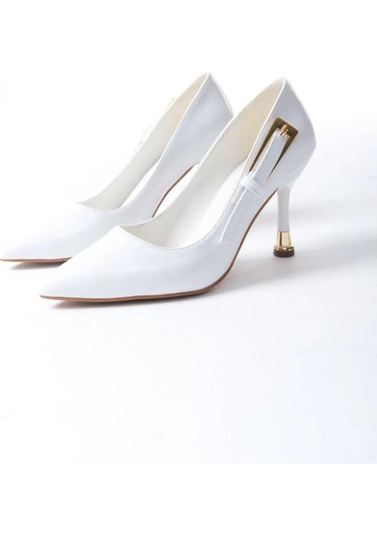 Kadın Fascino Beyaz Rugan Stiletto Topuklu Ayakkabı modelleri