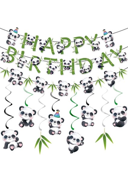 Panda Temalı Doğum Günü Partisi Dekorasyon Seti Panda Spiral El Yapımı Dıy Kolye (8 Parça) (Yurt Dışından)