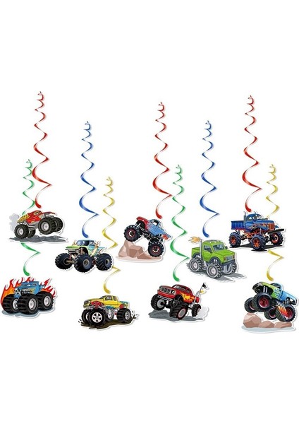 Doğum Günü Partisi Dekorasyonu Arazi Aracı Doğum Günü Cazibesi Canavar Kamyon Spiral El Yapımı Dıy Charm (9'lu Paket) (Yurt Dışından) fiyatları