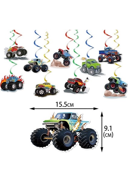 Doğum Günü Partisi Dekorasyonu Arazi Aracı Doğum Günü Cazibesi Canavar Kamyon Spiral El Yapımı Dıy Charm (9'lu Paket) (Yurt Dışından) fırsatları