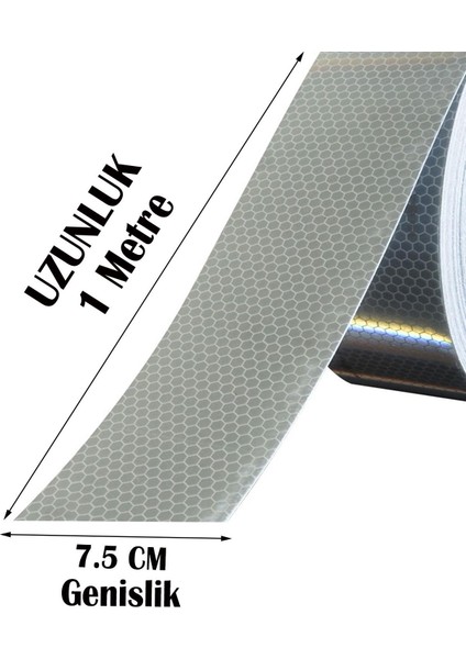 Fosforlu Reflektörlü Bant Beyaz Reflektif Şerit Bant 7.5 cm 1 Metre Ikaz Bandı fiyatları