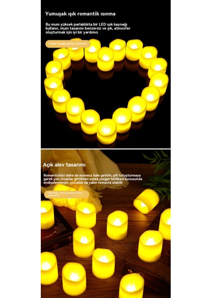.. Mum Işığı Noel Gece Lambası Mini LED Simülasyon Tealight Parti Atmosfer Işığı Doğum Günü Balmumu (Yurt Dışından)