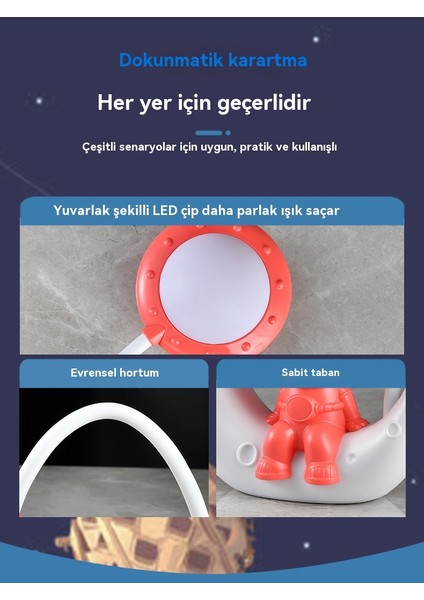 Yeni Karikatür Astronot Masaüstü Küçük Masa Lambası USB Şarj Edilebilir Öğrenme Göz Koruması Masa Lambası LED Yatak Odası Süs Gece Lambası (Yurt Dışından)