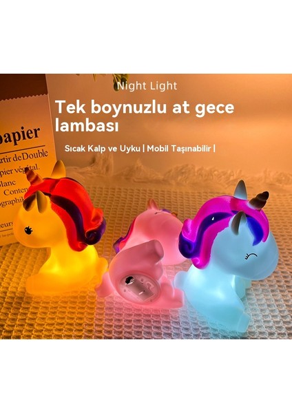 Unicorn Yaratıcı Gece Lambası Başucu Lambası High-End Atmosfer Işığı Doğum Günü Hediyesi (Yurt Dışından)