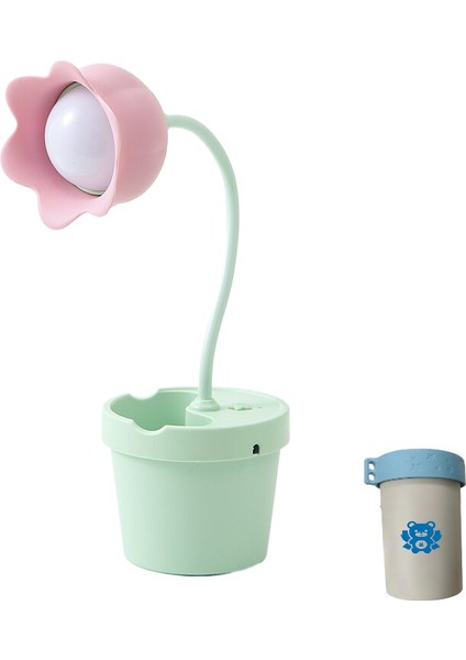 Çiçek Masaüstü Öğrenci Öğrenme Okuma Masası Lambası Kalem Tutucu USB Şarj Masa Lambası Yatak Odası Başucu Lambası Gece Lambası (Yurt Dışından)