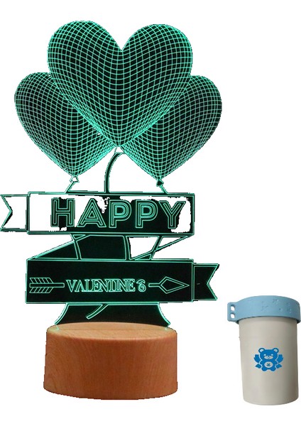 Atmosferik Ahşap Damarlı Masif Ahşap Taban 3D Dokunmatik Uzaktan Kumanda 16 Renkli Uv Desen Balon Ev Gece Lambası (Yurt Dışından)