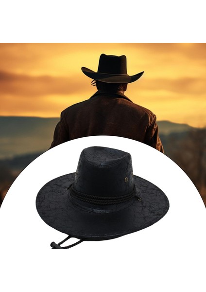 Batı Kovboy Şapkası Erkek Yaz Açık Hava Güneşlik Şapka Kamp Sokak Seyahat Siyah (Yurt Dışından) modelleri