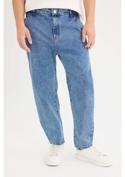 Relaxed Slouchy Fit Düz Paça Jean Yıkamalı Pantolon E5387ax25sp