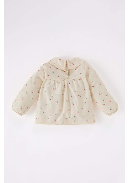 Kız Bebek Bebe Yaka Çiçekli Twill Uzun Kollu Gömlek D9330A525SP