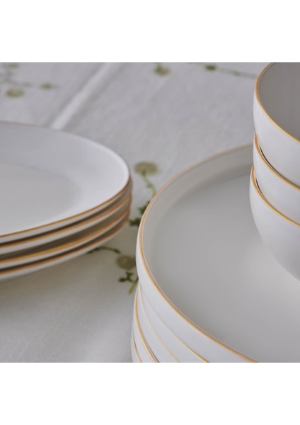 Forever Bone Fika 22 Parça 6 Kişilik Kahvaltı Seti Gold