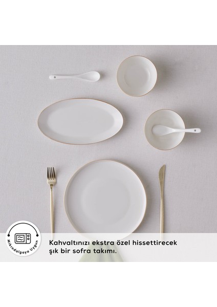Forever Bone Fika 22 Parça 6 Kişilik Kahvaltı Seti Gold