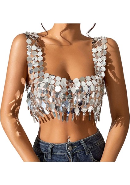 Pullu Kaş Cami Üst Y2K Kı Üklü Spagetti Strappy Mahsul Şekli (Yurt Dışından)
