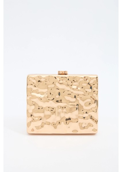 Kutu Clutch Çanta - Gold