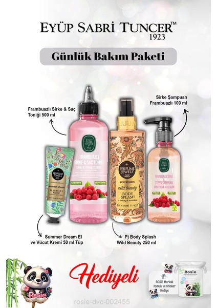 Frambuaz Şampuan ve Tonik Vücut Spreyi Wild Beauty, Summer Dream Krem ve Rosie