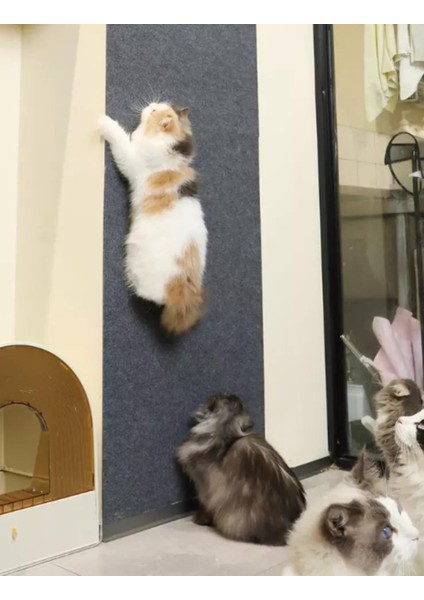 Açık Gri Yapışkanlı Koltuk Kenarı Koruyucu Kedi Tırmalama Halısı