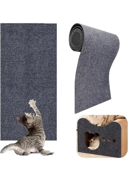 Açık Gri Yapışkanlı Koltuk Kenarı Koruyucu Kedi Tırmalama Halısı