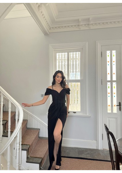 Destina Düşük Omuz Ip Askı Yırtmaçlı Abiye