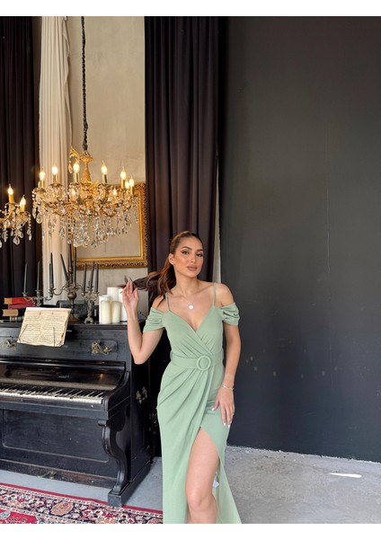 Destina Düşük Omuz Ip Askı Yırtmaçlı Abiye fiyatları