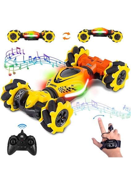 Hareket Sensörlü 4WD 2.4 Ghz Rc Dublör Oyuncak Araba - Sarı - Mavi (Yurt Dışından)