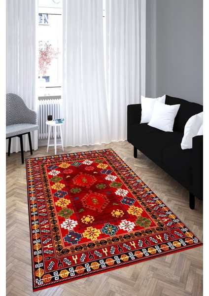 Anatolian Premium Desenli Saçaklı Salon Halısı Şönil Pamuk-Polyester Halı