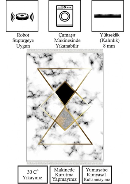 Kaymaz Taban, Makinada Yıkanabilir, Dijital Baskılı, Modern Halı