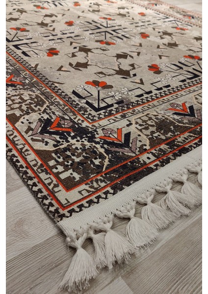 Afgan Premium Desenli Saçaklı Salon Halısı Şönil Pamuk-Polyester Halı modelleri