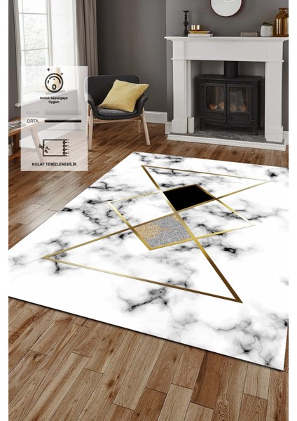 Kaymaz Taban, Makinada Yıkanabilir, Dijital Baskılı, Modern Halı