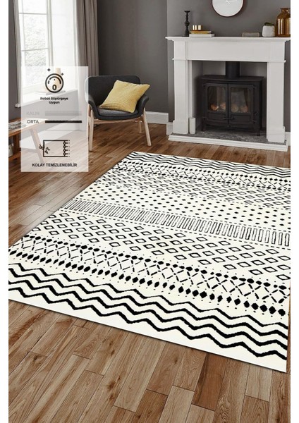 Kaymaz Deri Taban, Makinada Yıkanabilir, Dijital Baskılı, Modern Halı