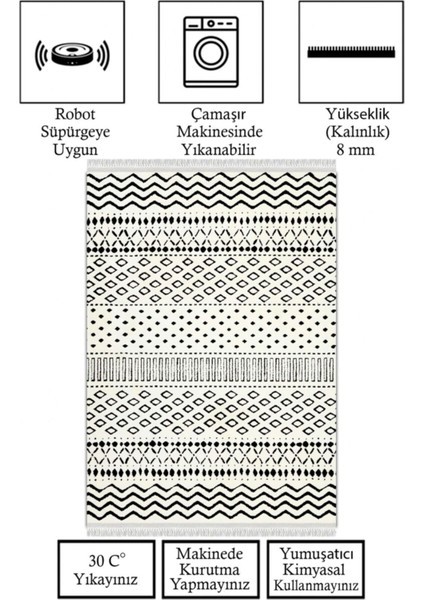 Kaymaz Deri Taban, Makinada Yıkanabilir, Dijital Baskılı, Modern Halı