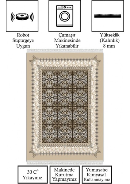 Kaymaz Taban, Makinada Yıkanabilir, Dijital Baskılı, Modern Halı