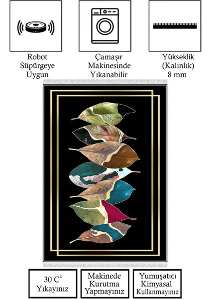 Yaprak Desenli Dijital Baskı Renkli Yıkanabilir Salon Halısı Mutfak Halısı Koridor Halısı modelleri