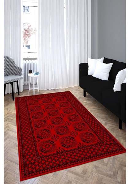 Afgan Premium Desenli Saçaklı Salon Halısı Şönil Pamuk-Polyester Halı