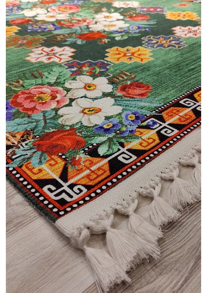 Karabağ Elit Desenli Saçaklı Salon Halısı Şönil Pamuk-Polyester Halı modelleri