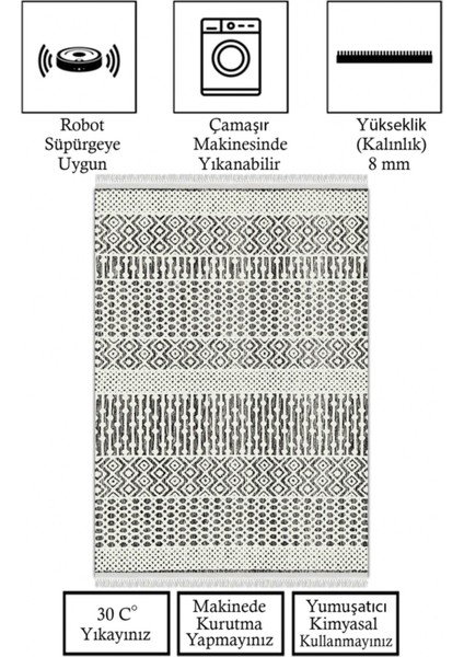 Kaymaz Taban, Makinada Yıkanabilir, Dijital Baskılı, Modern Halı