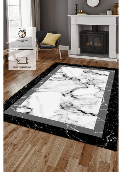 Kaymaz Deri Taban, Makinada Yıkanabilir, Dijital Baskılı, Modern Halı