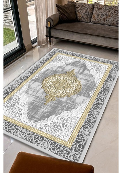 KRS0004-GR Dijital Baskılı Kaymaz Taban(Dot) Salon Mutfak Halısı