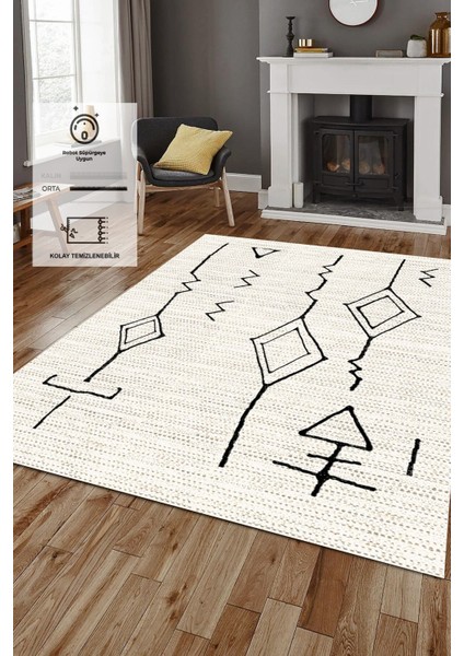 Kaymaz Taban, Makinada Yıkanabilir, Dijital Baskılı, Modern Halı
