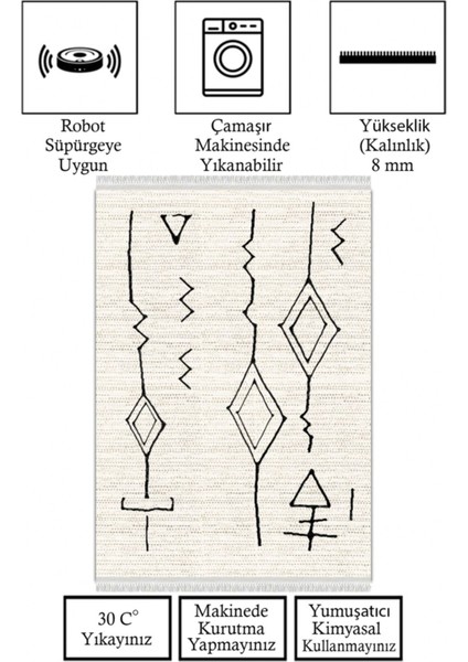 Kaymaz Taban, Makinada Yıkanabilir, Dijital Baskılı, Modern Halı