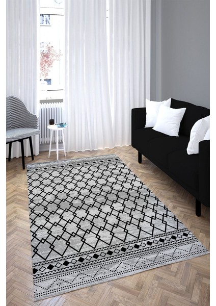 Iskender Elegant Desenli Saçaklı Salon Halısı Şönil Pamuk-Polyester Halı
